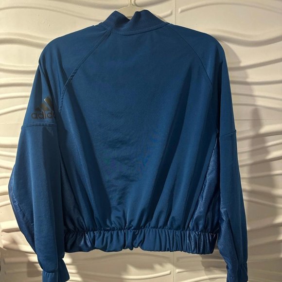 adidas Metallic Blue Bomber Jacket Track Jacket with Matching Leggings - Picture 4 of 6